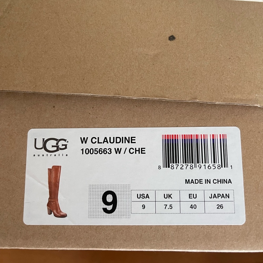 UGG Claudine Camel Colored Leather Knee Boots - Picture 8 of 8